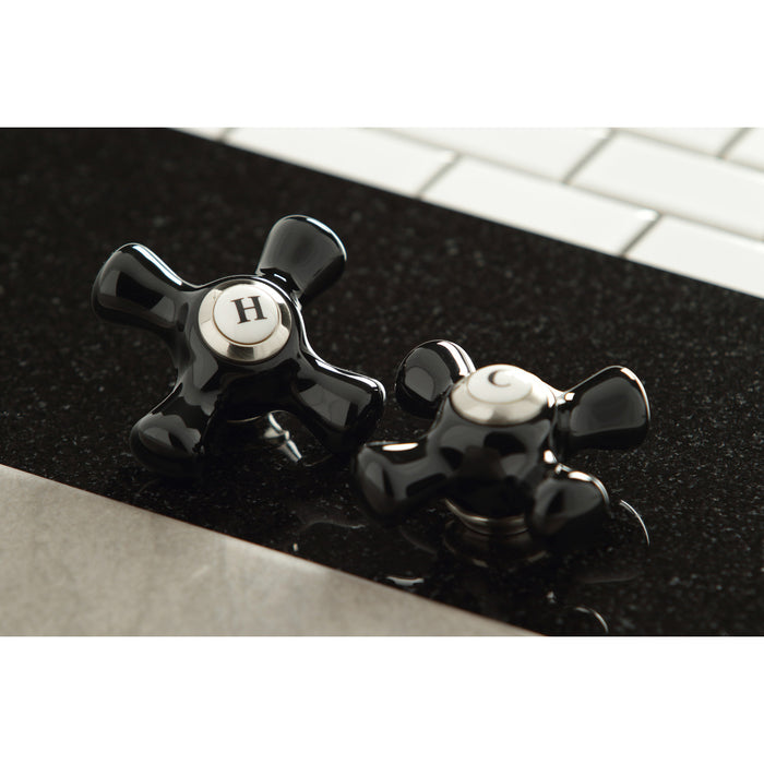 Kingston Heirloom KS1218PKX - Duchess Double-Handle 2-Hole Wall Mount Bathroom Faucet, Brushed Nickel