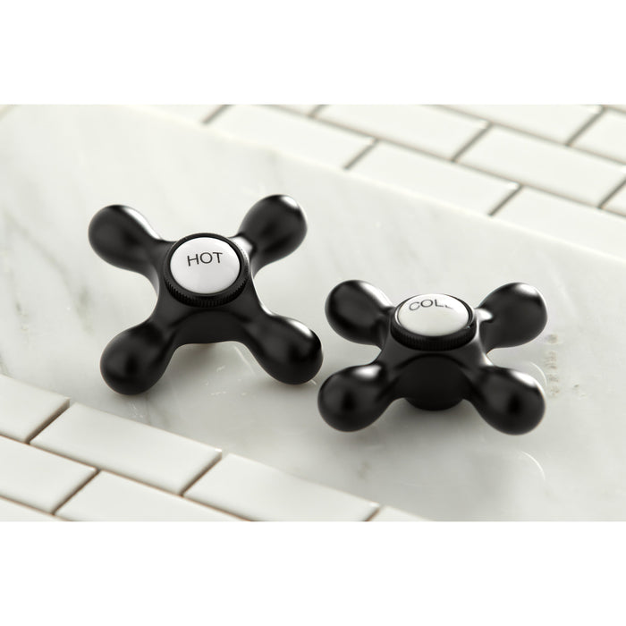 Kingston Heirloom KS1220AX - Heritage Double-Handle 3-Hole Wall Mount Bathroom Faucet, Matte Black