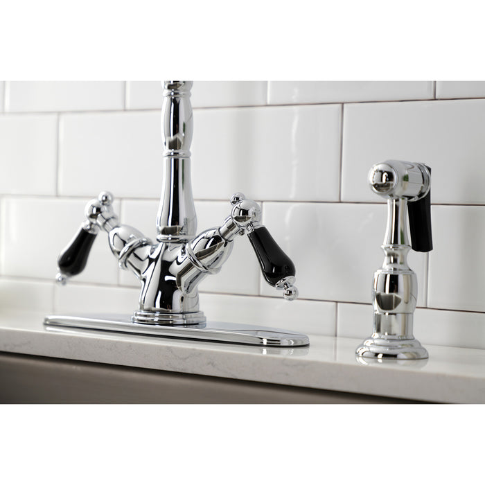 Duchess KS1231PKLBS Two-Handle 2-or-4 Hole Deck Mount Kitchen Faucet with Brass Sprayer, Polished Chrome