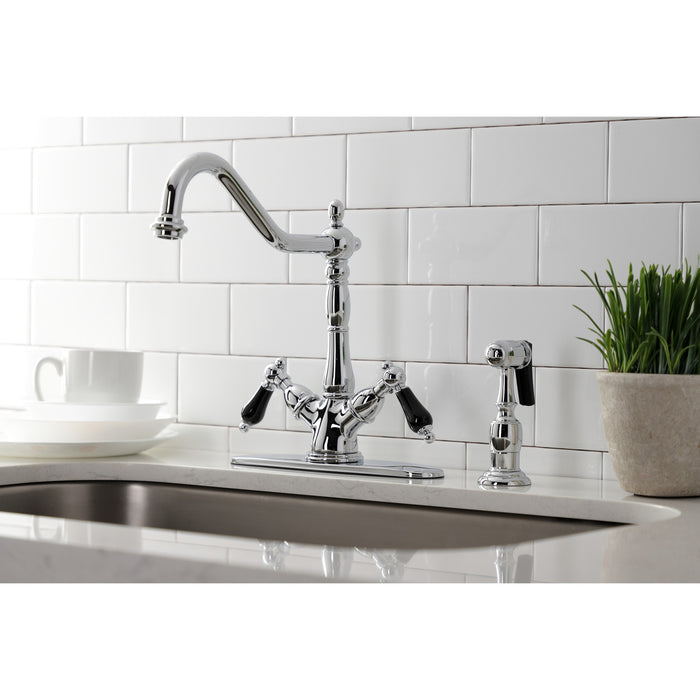 Duchess KS1231PKLBS Two-Handle 2-or-4 Hole Deck Mount Kitchen Faucet with Brass Sprayer, Polished Chrome