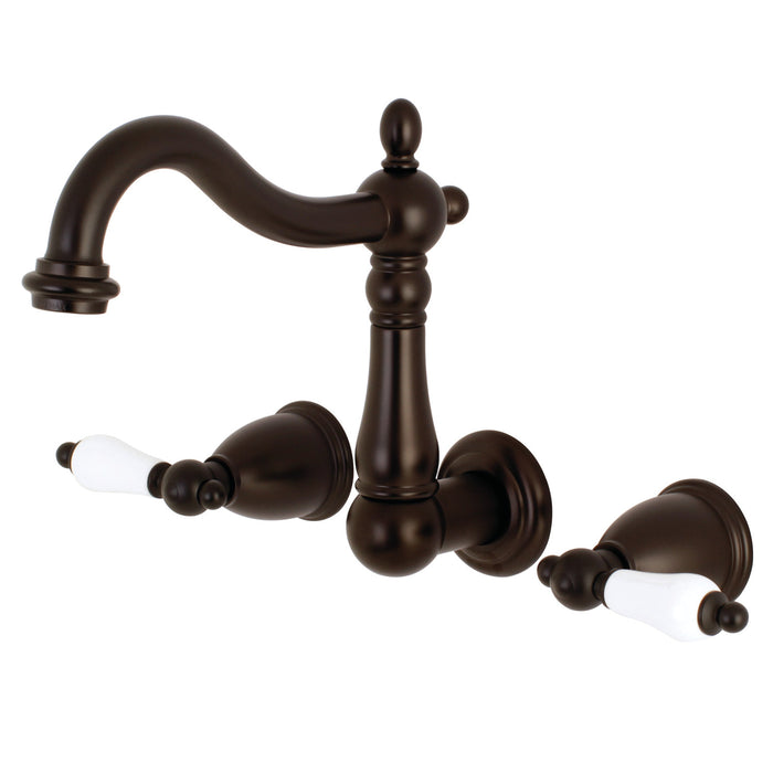 Heritage KS1255PL Two-Handle 3-Hole Wall Mount Bathroom Faucet, Oil Rubbed Bronze