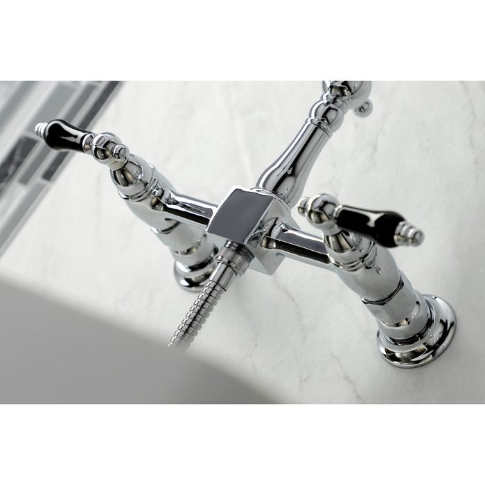 Duchess KS1261PKLBS Two-Handle 2-Hole Wall Mount Bridge Kitchen Faucet with Brass Sprayer, Polished Chrome