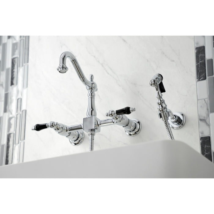 Duchess KS1261PKLBS Two-Handle 2-Hole Wall Mount Bridge Kitchen Faucet with Brass Sprayer, Polished Chrome