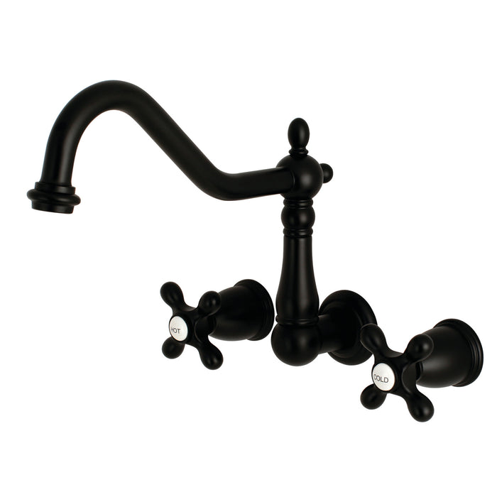 Heritage KS1280AX Two-Handle 3-Hole Wall Mount Kitchen Faucet, Matte Black
