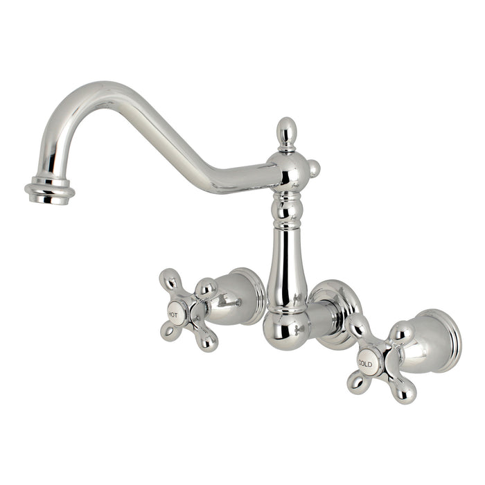 Heritage KS1281AX Two-Handle 3-Hole Wall Mount Kitchen Faucet, Polished Chrome