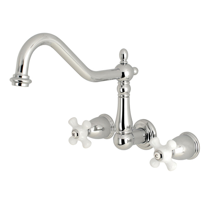 Heritage KS1281PX Two-Handle 3-Hole Wall Mount Kitchen Faucet, Polished Chrome