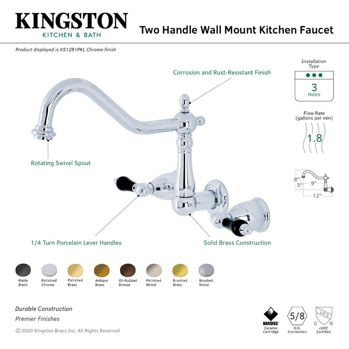 Duchess KS1283PKL Wall Mount Kitchen Faucet, Antique Brass