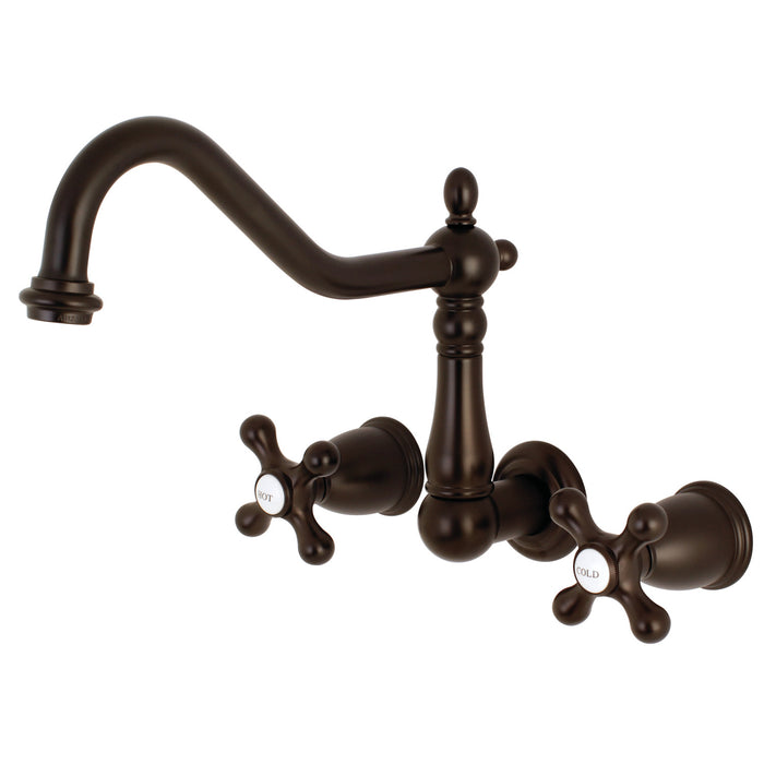 Heritage KS1285AX Two-Handle 3-Hole Wall Mount Kitchen Faucet, Oil Rubbed Bronze