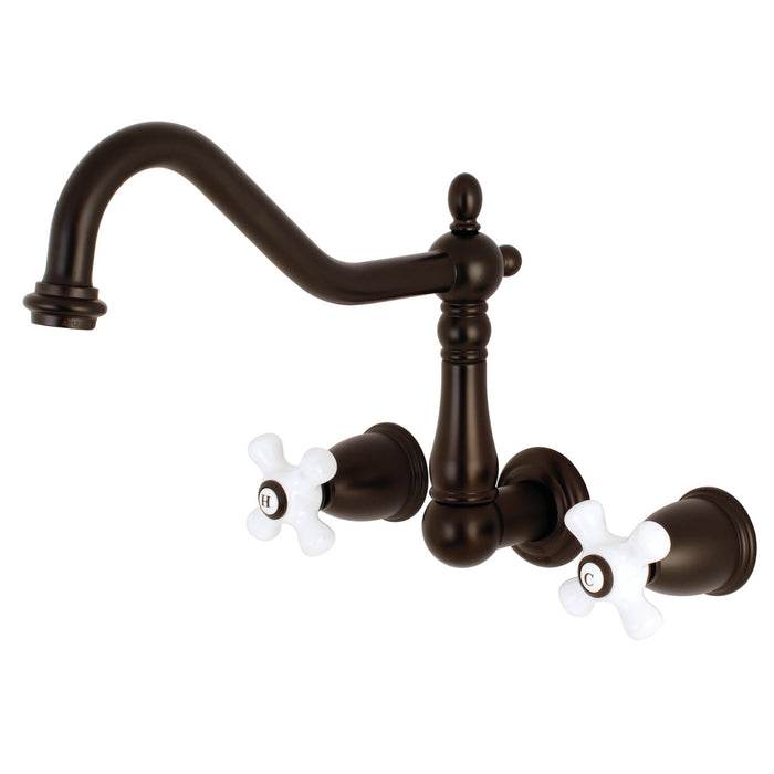 Heritage KS1285PX Two-Handle 3-Hole Wall Mount Kitchen Faucet, Oil Rubbed Bronze