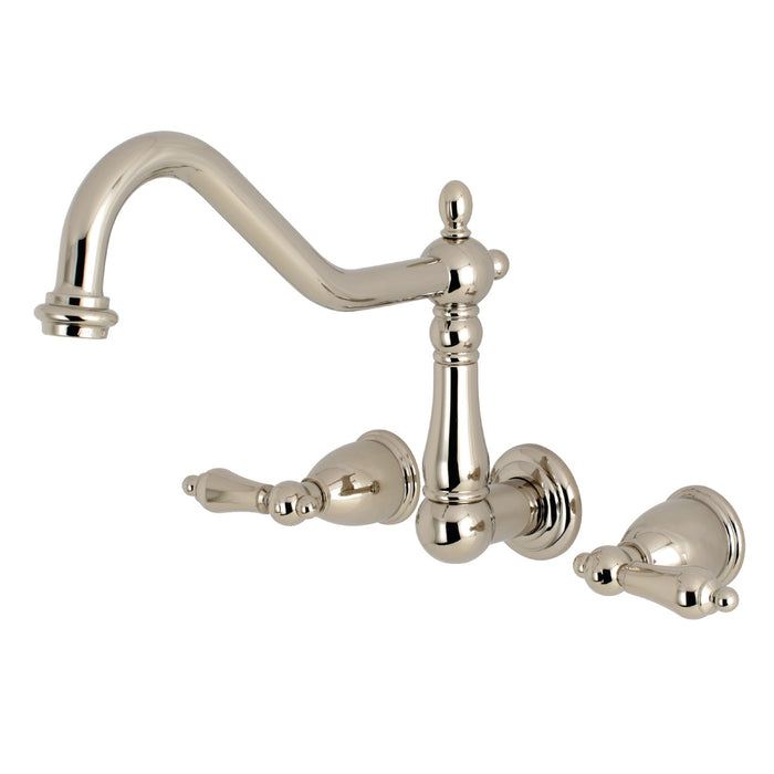 Heritage KS1286AL Two-Handle 3-Hole Wall Mount Kitchen Faucet, Polished Nickel