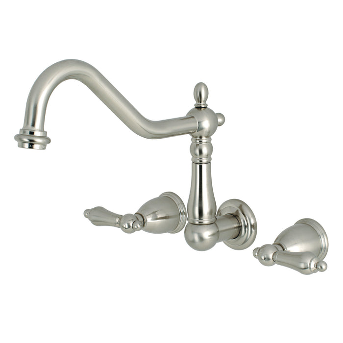 Heritage KS1288AL Two-Handle 3-Hole Wall Mount Kitchen Faucet, Brushed Nickel