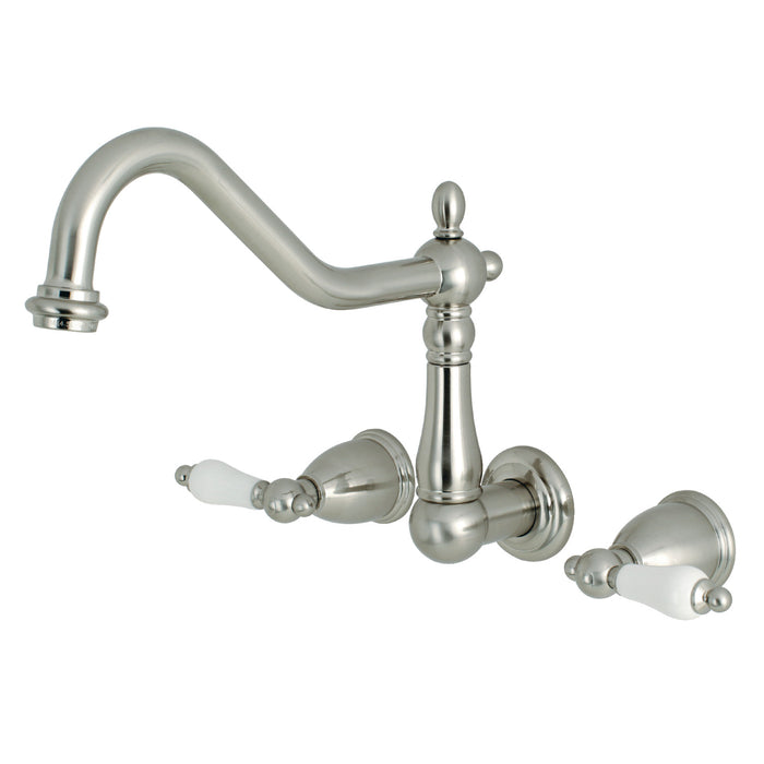 Heritage KS1288PL Two-Handle 3-Hole Wall Mount Kitchen Faucet, Brushed Nickel
