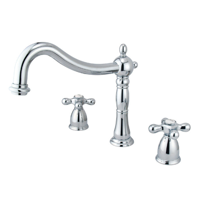 Kingston Heirloom KS1341AX - Heritage Two-Handle 3-Hole Deck Mount Roman Tub Faucet, Polished Chrome