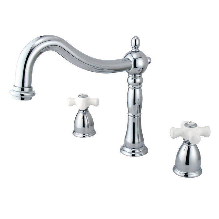 Kingston Heirloom KS1341PX - Heritage Two-Handle 3-Hole Deck Mount Roman Tub Faucet, Polished Chrome