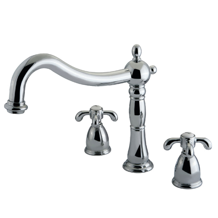 French Country KS1341TX Two-Handle 3-Hole Deck Mount Roman Tub Faucet, Polished Chrome