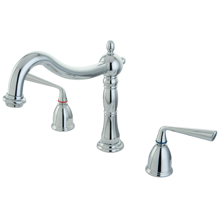 Kingston Heirloom KS1341ZL - Silver Sage Two-Handle 3-Hole Deck Mount Roman Tub Faucet, Polished Chrome