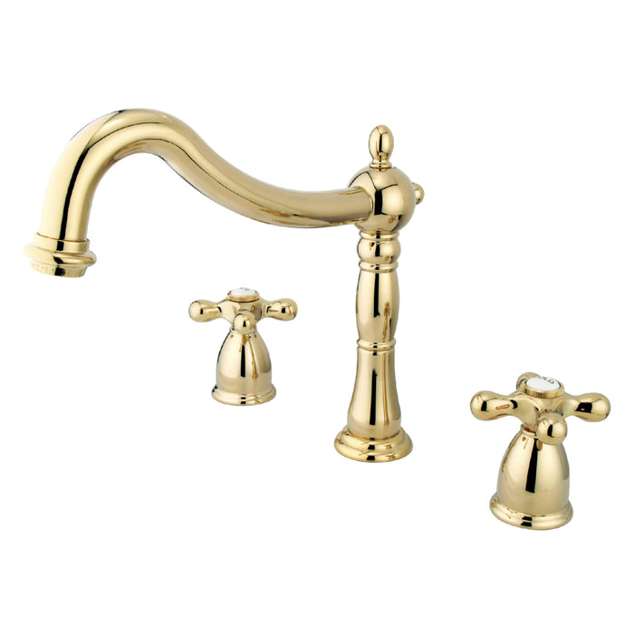 Kingston Heirloom KS1342AX - Heritage Two-Handle 3-Hole Deck Mount Roman Tub Faucet, Polished Brass