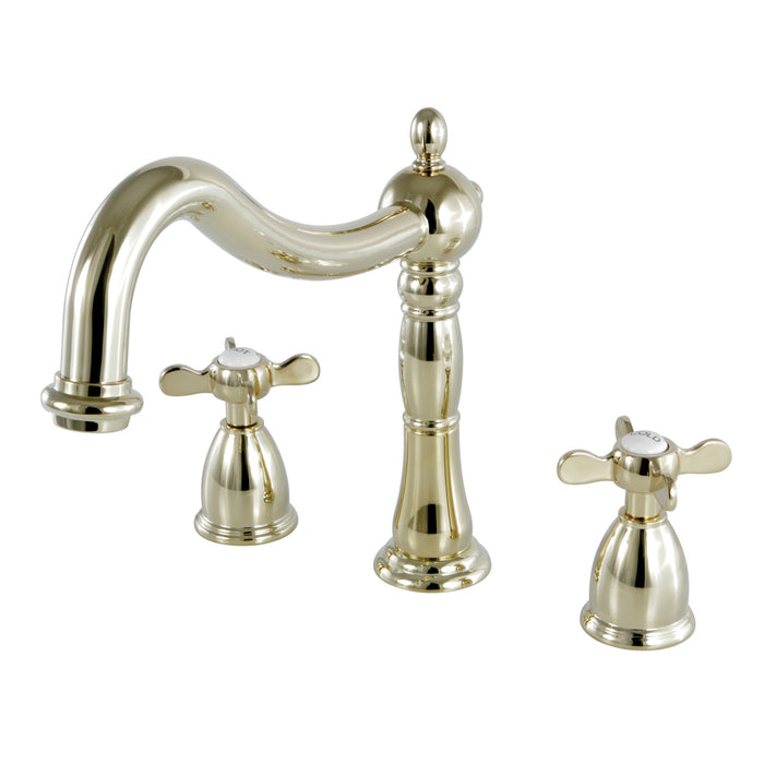 Kingston Heirloom KS1342BEX - Essex Two-Handle 3-Hole Deck Mount Roman Tub Faucet, Polished Brass