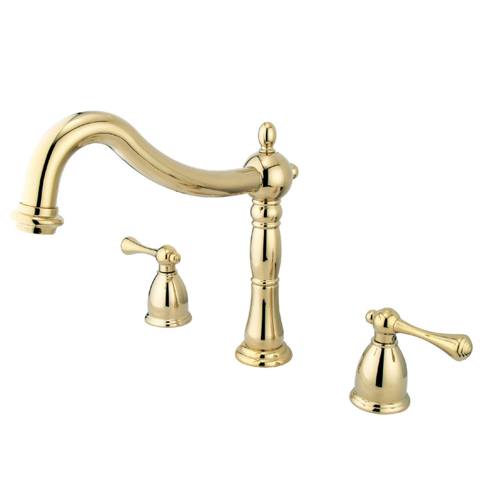 Kingston Heirloom KS1342BL - Heritage Two-Handle 3-Hole Deck Mount Roman Tub Faucet, Polished Brass