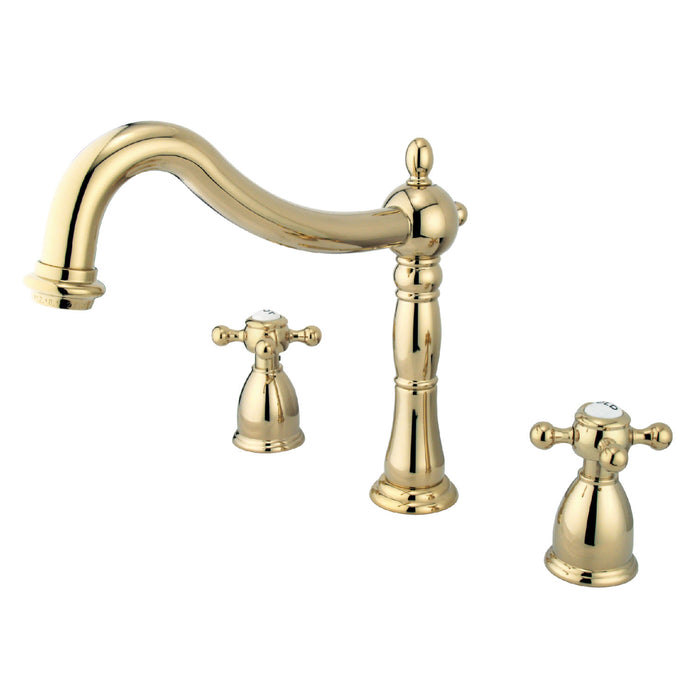 Kingston Heirloom KS1342BX - Metropolitan Two-Handle 3-Hole Deck Mount Roman Tub Faucet, Polished Brass
