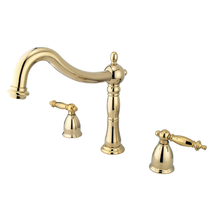 Kingston Heirloom KS1342TL - Heritage Two-Handle 3-Hole Deck Mount Roman Tub Faucet, Polished Brass