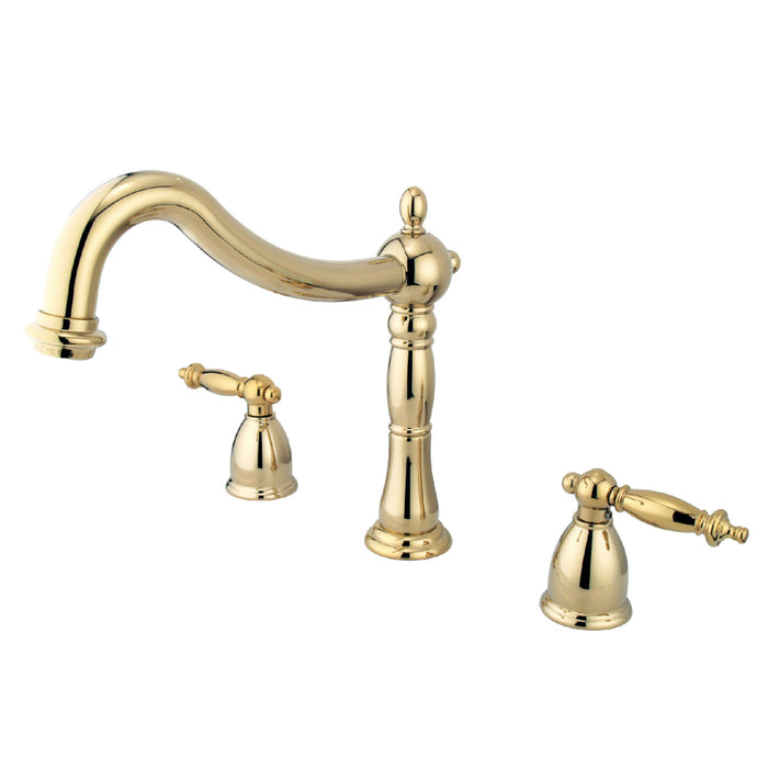 Heritage KS1342TL Two-Handle 3-Hole Deck Mount Roman Tub Faucet, Polished Brass