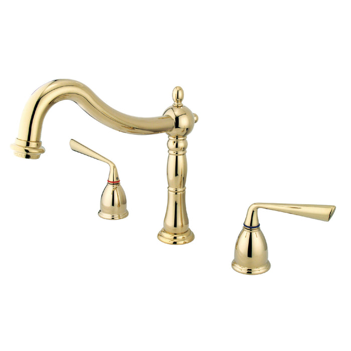 Kingston Heirloom KS1342ZL - Silver Sage Two-Handle 3-Hole Deck Mount Roman Tub Faucet, Polished Brass