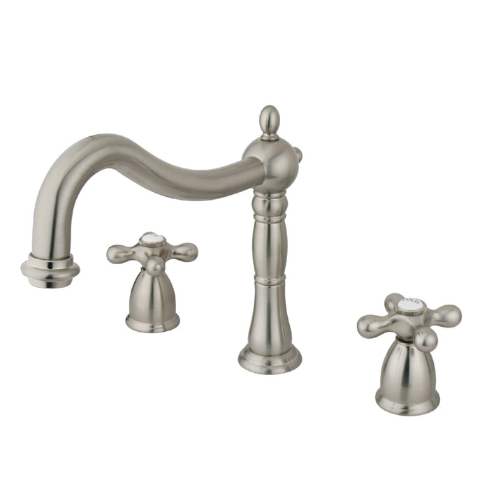Kingston Heirloom KS1348AX - Heritage Two-Handle 3-Hole Deck Mount Roman Tub Faucet, Brushed Nickel