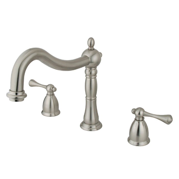Kingston Heirloom KS1348BL - Heritage Two-Handle 3-Hole Deck Mount Roman Tub Faucet, Brushed Nickel