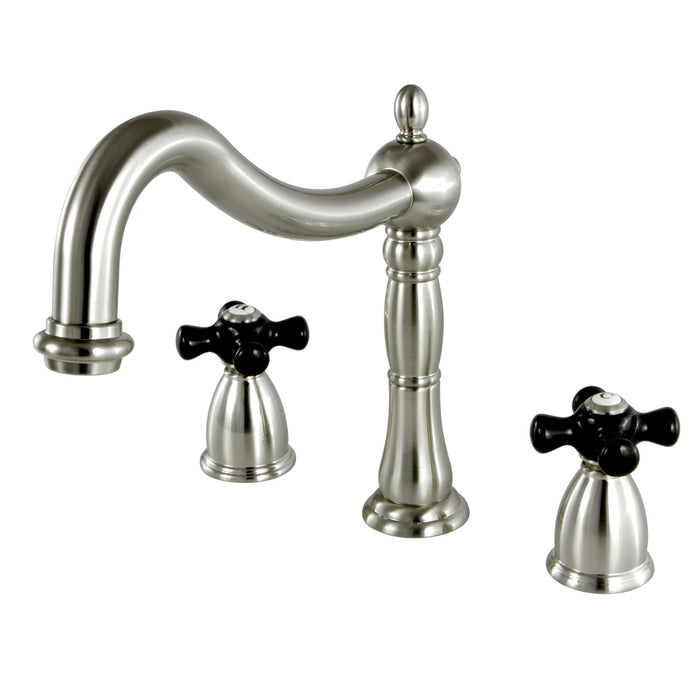Kingston Heirloom KS1348PKX - Duchess Two-Handle 3-Hole Deck Mount Roman Tub Faucet, Brushed Nickel