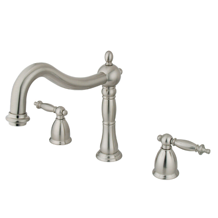 Heritage KS1348TL Two-Handle 3-Hole Deck Mount Roman Tub Faucet, Brushed Nickel
