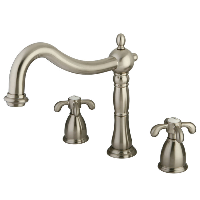 French Country KS1348TX Two-Handle 3-Hole Deck Mount Roman Tub Faucet, Brushed Nickel