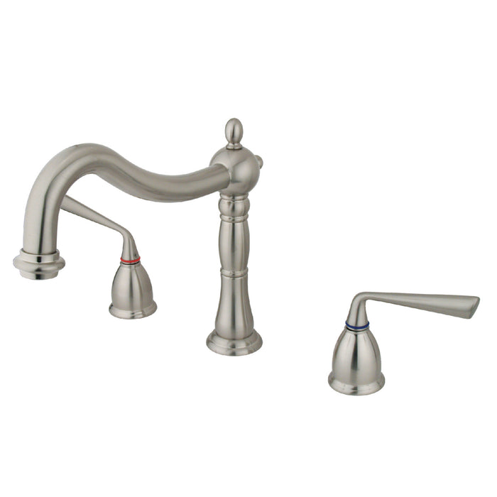 Kingston Heirloom KS1348ZL - Silver Sage Two-Handle 3-Hole Deck Mount Roman Tub Faucet, Brushed Nickel