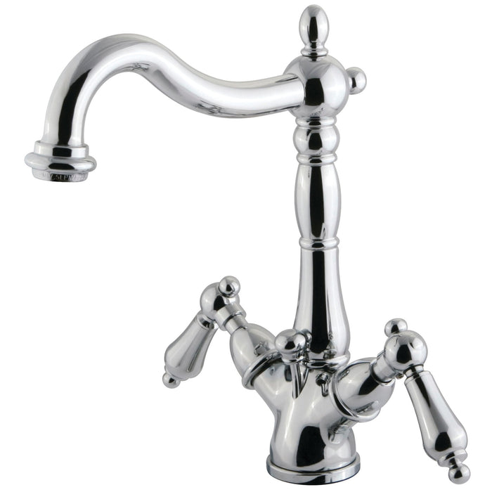 Heritage KS1431AL Two-Handle 1-or-3 Hole Deck Mount Bathroom Faucet with Brass Pop-Up, Polished Chrome