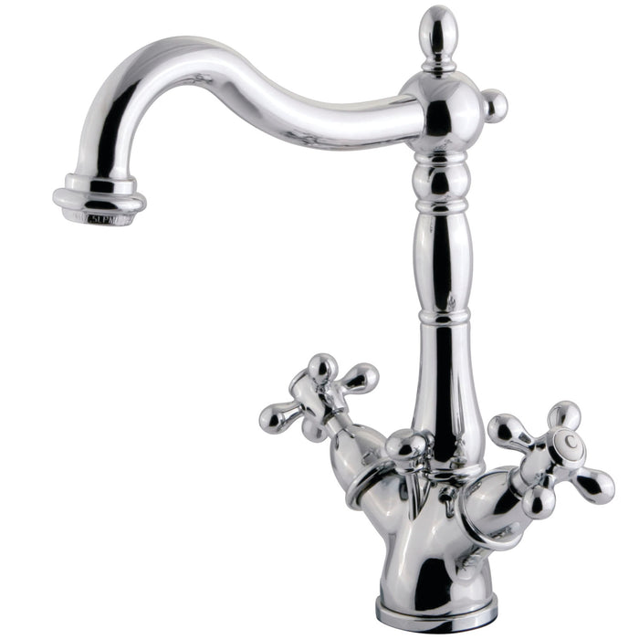 Kingston Heirloom KS1431AX - Heritage Double-Handle 1-or-3 Hole Deck Mount 4-Inch Centerset Bathroom Faucet with Brass Pop-Up, Polished Chrome