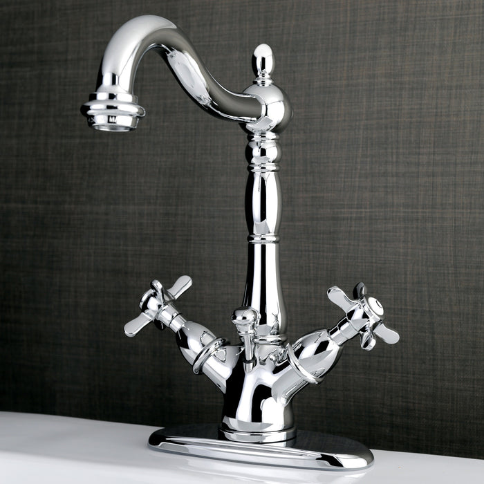 Essex KS1431BEX Double-Handle 1-or-3 Hole Deck Mount 4-Inch Centerset Bathroom Faucet with Brass Pop-Up, Polished Chrome