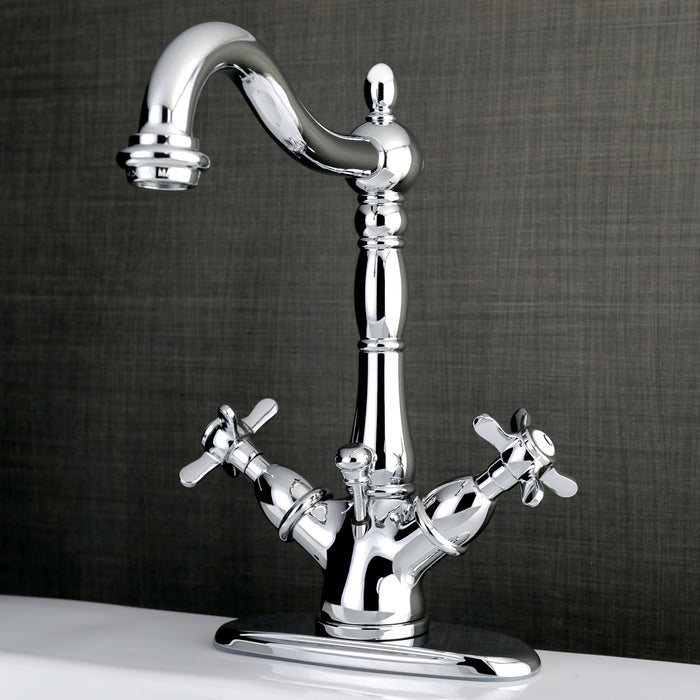 Essex KS1431BEX Two-Handle 1-or-3 Hole Deck Mount Bathroom Faucet with Brass Pop-Up, Polished Chrome