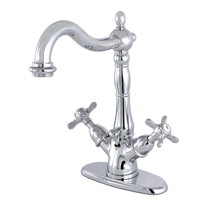 Essex KS1431BEX Two-Handle 1-or-3 Hole Deck Mount Bathroom Faucet with Brass Pop-Up, Polished Chrome