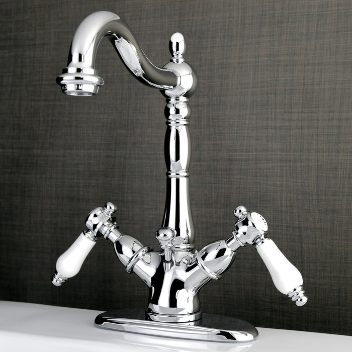 Bel-Air KS1431BPL Two-Handle 1-or-3 Hole Deck Mount Bathroom Faucet with Brass Pop-Up, Polished Chrome