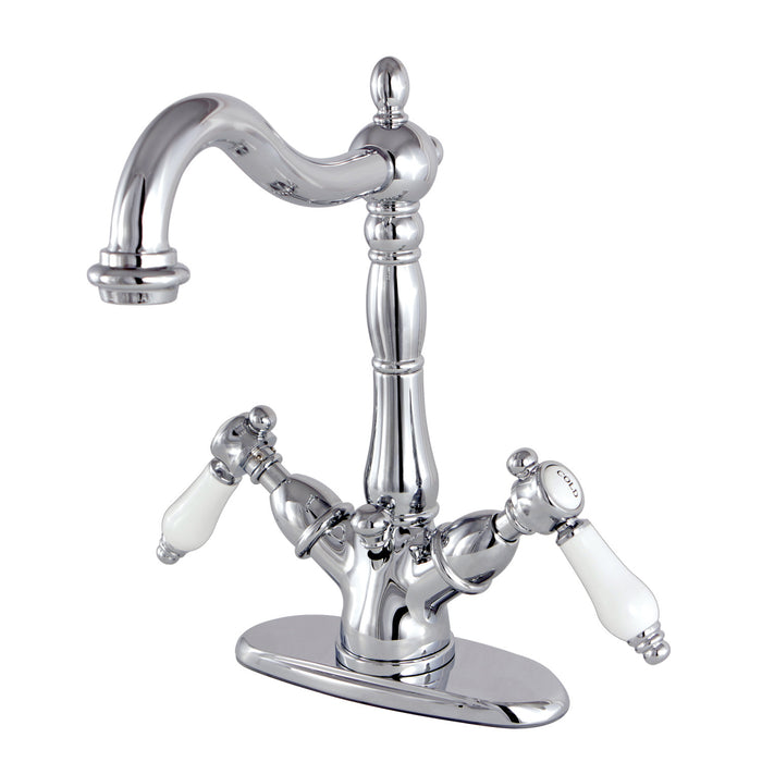 Bel-Air KS1431BPL Two-Handle 1-or-3 Hole Deck Mount Bathroom Faucet with Brass Pop-Up, Polished Chrome