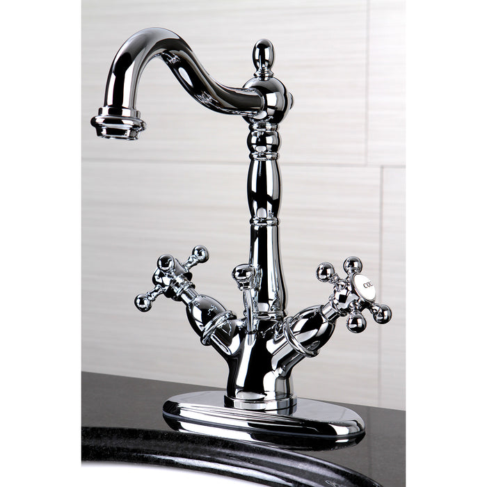 Vintage KS1431BX Two-Handle 1-or-3 Hole Deck Mount Bathroom Faucet with Brass Pop-Up, Polished Chrome