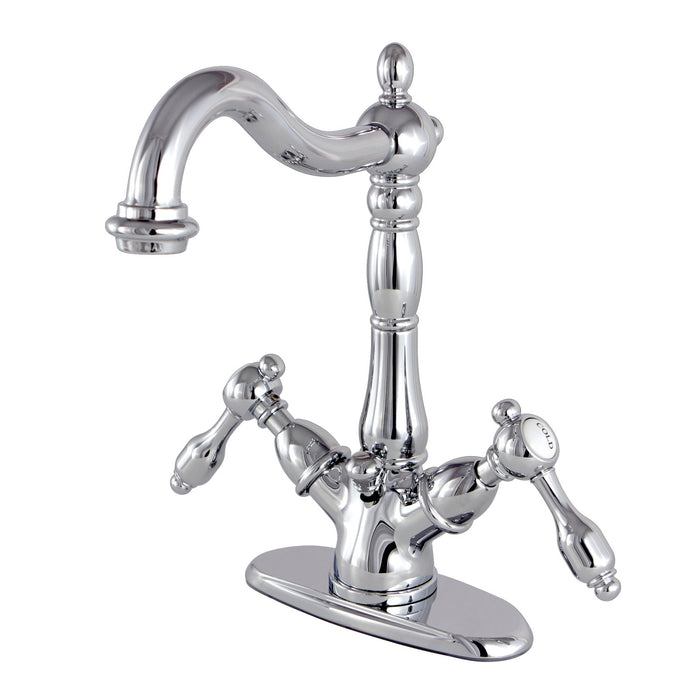 Tudor KS1431TAL Two-Handle 1-or-3 Hole Deck Mount Bathroom Faucet with Brass Pop-Up, Polished Chrome
