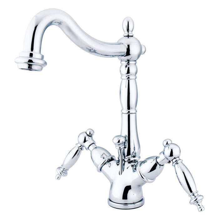 Heritage KS1431TL Two-Handle 1-or-3 Hole Deck Mount Bathroom Faucet with Brass Pop-Up, Polished Chrome
