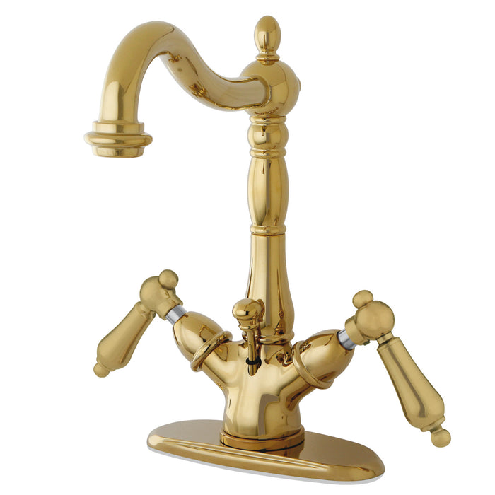 Heritage KS1432AL Two-Handle 1-or-3 Hole Deck Mount Bathroom Faucet with Brass Pop-Up, Polished Brass