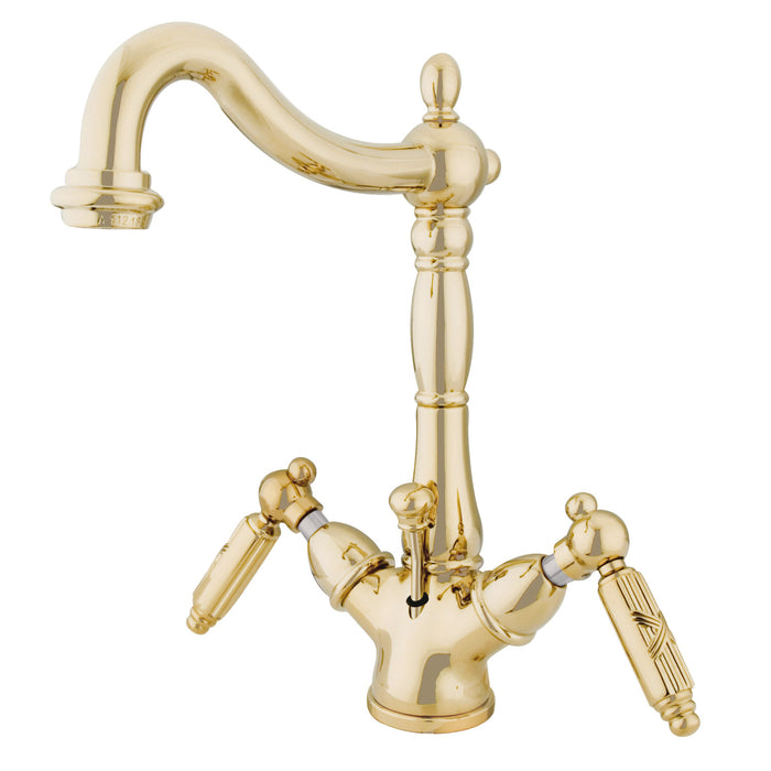 Victorian KS1432GL Two-Handle 1-or-3 Hole Deck Mount Bathroom Faucet with Brass Pop-Up, Polished Brass