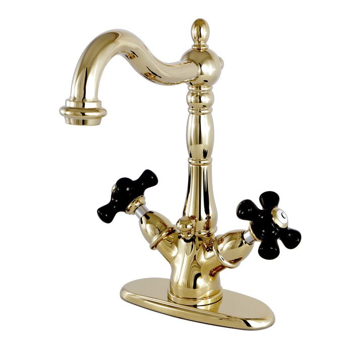 Duchess KS1432PKX Two-Handle 1-or-3 Hole Deck Mount Bathroom Faucet with Brass Pop-Up, Polished Brass