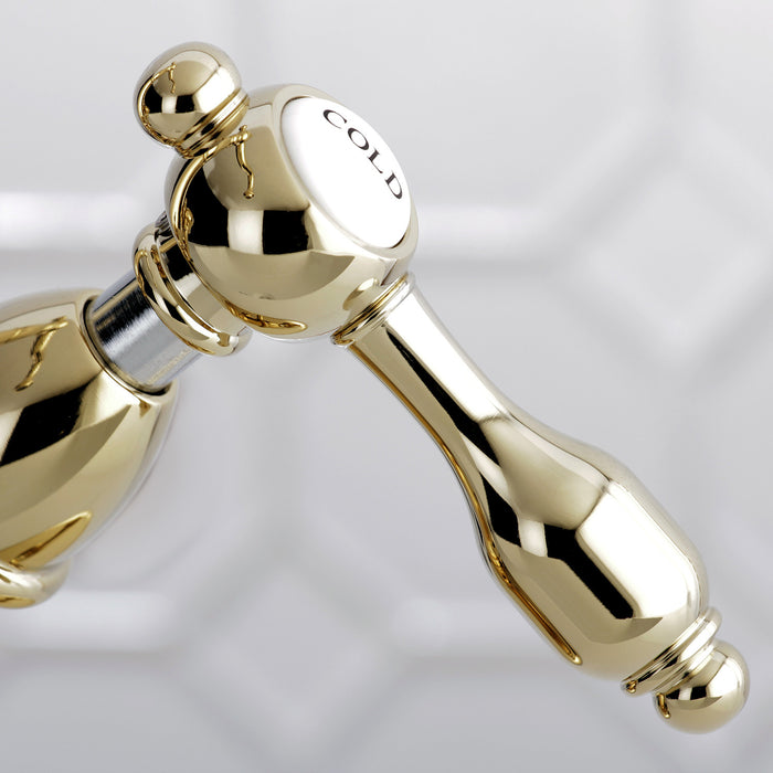 Tudor KS1432TAL Two-Handle 1-or-3 Hole Deck Mount Bathroom Faucet with Brass Pop-Up, Polished Brass