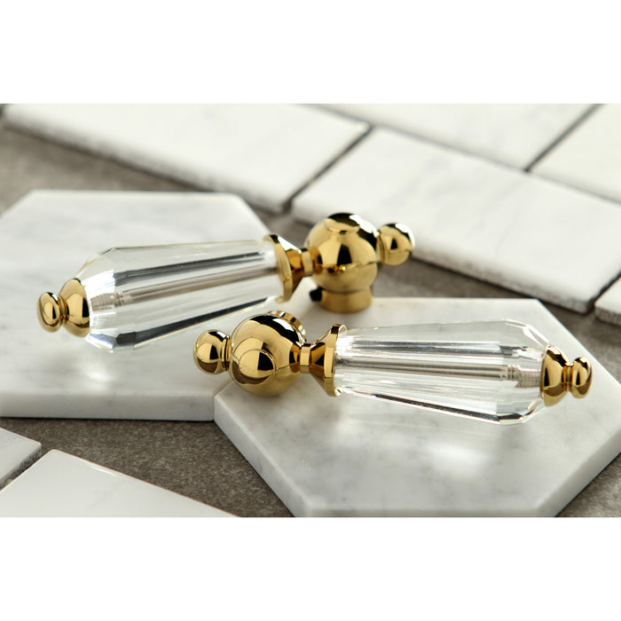 Wilshire KS1432WLL Two-Handle 1-or-3 Hole Deck Mount Bathroom Faucet with Brass Pop-Up, Polished Brass
