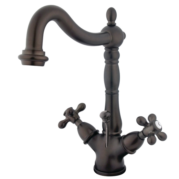 Heritage KS1435AX Two-Handle 1-or-3 Hole Deck Mount Bathroom Faucet with Brass Pop-Up, Oil Rubbed Bronze