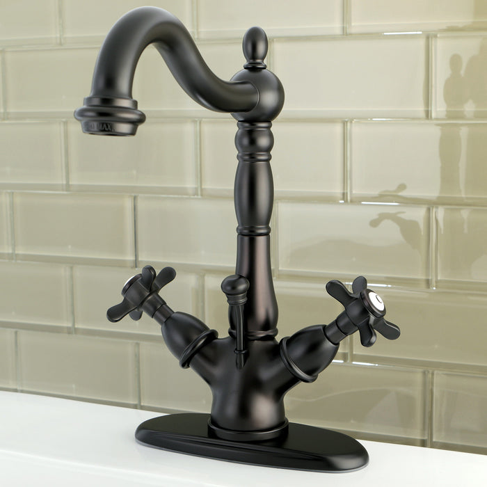Essex KS1435BEX Two-Handle 1-or-3 Hole Deck Mount Bathroom Faucet with Brass Pop-Up, Oil Rubbed Bronze